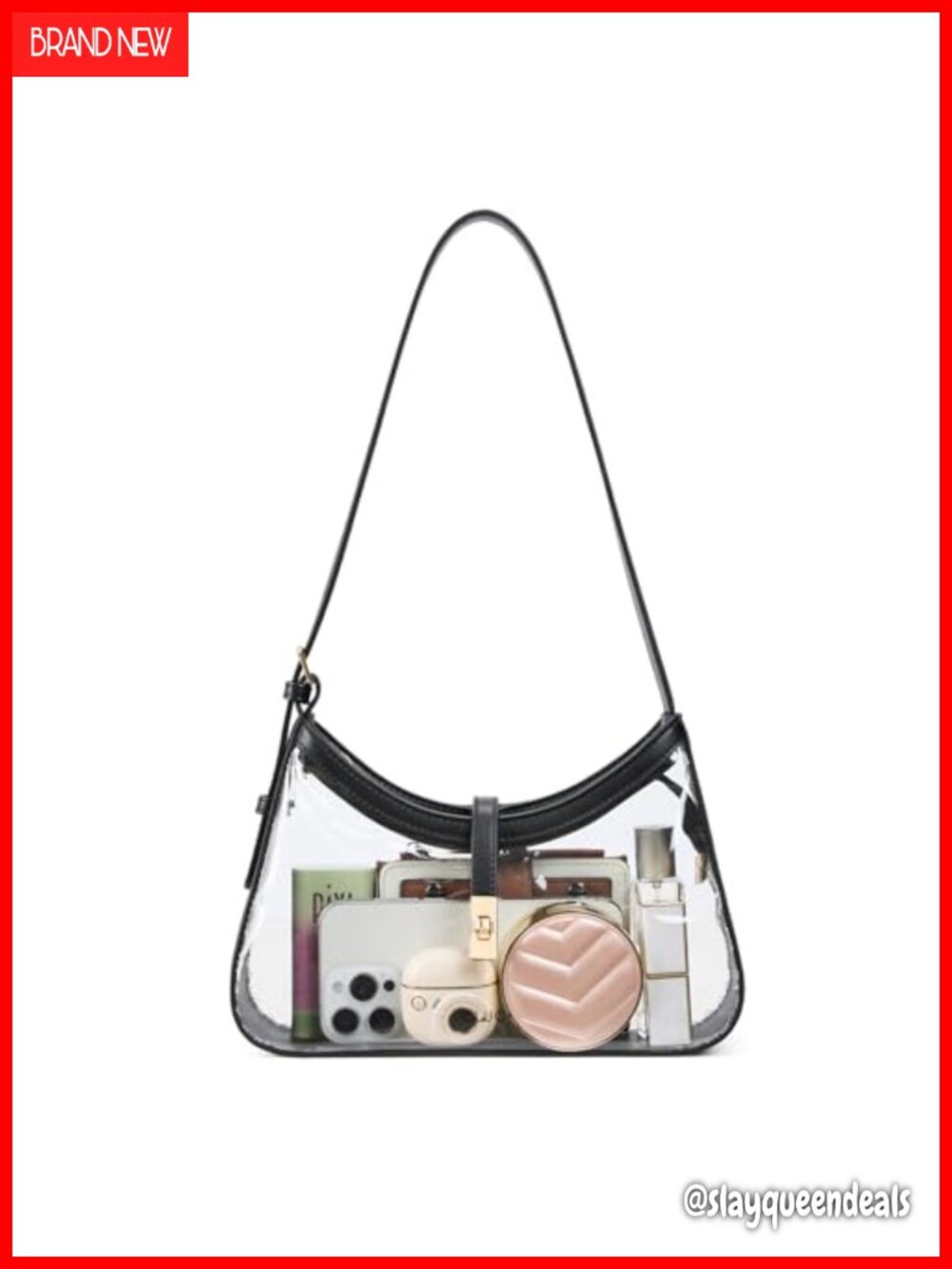 Clear PVC Shoulder Bag Small Transparent Purse for Stadium Events
